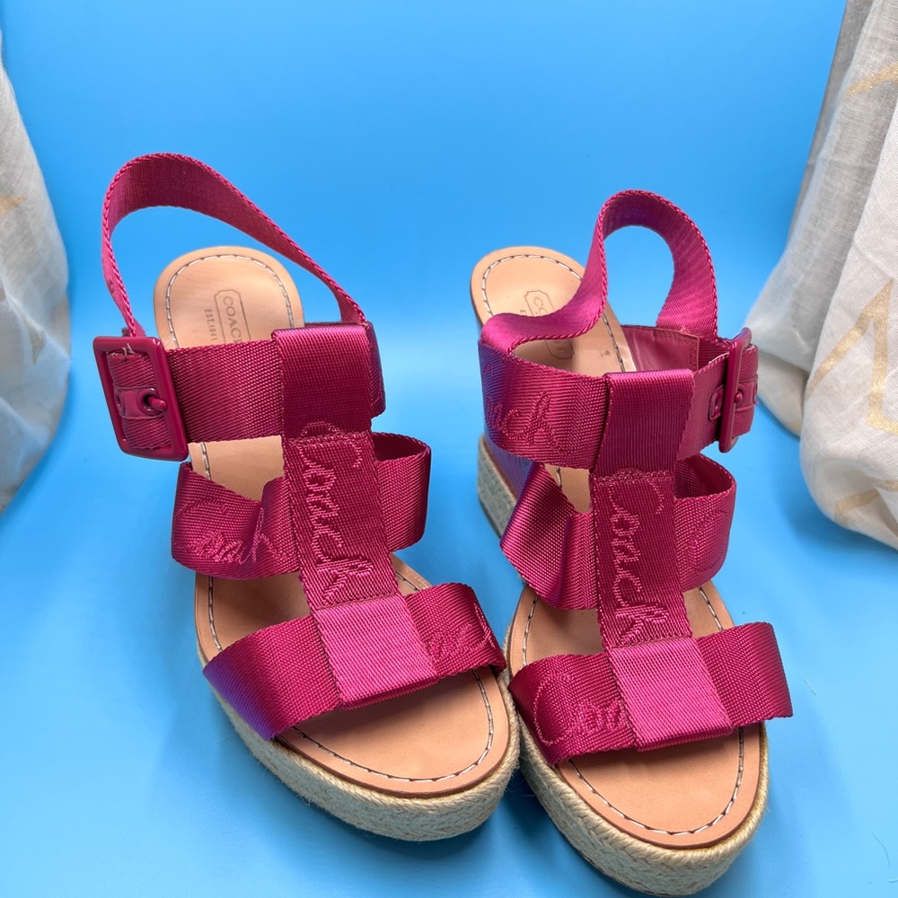 Coach Maryanne pink wedge shoes size 9